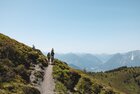 Familienwanderung Panoramaweg Wiedersberger Horn | © Alpbachtal Tourismus | Mathäus Gartner Eine Familie wandert gemeinsam dem Panoramaweg Wiedersberger Horn entlang, umgeben von schöner Bergkulisse und Blick ins Tal | © Alpbachtal Tourismus | Mathäus Gartner