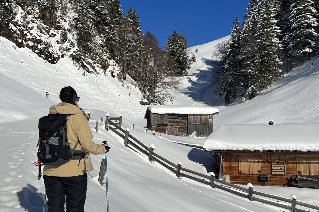 kurz vor Kapelle Schneeschuhtour Hösljoch | © Birgit Angermair