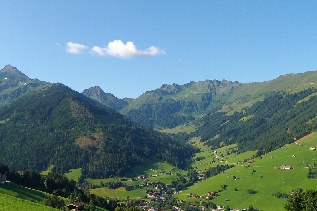Blick vom Oberen Höhenweg nach Innerlapbach und Großer Galtenberg