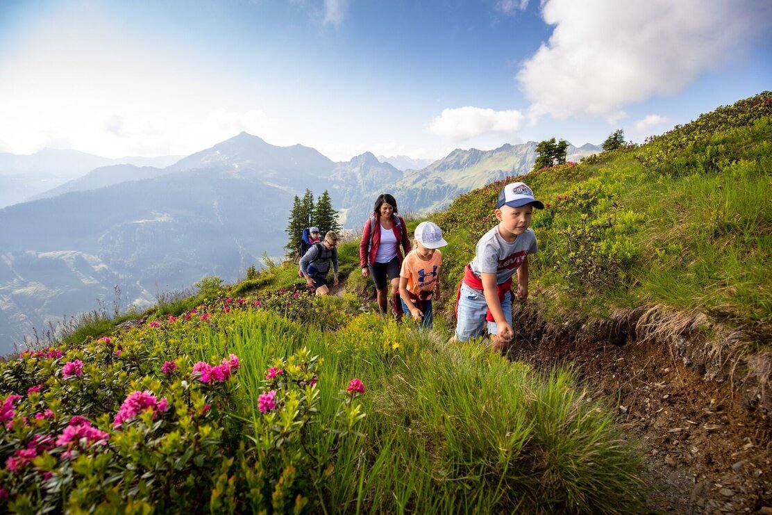 Familie am Panoramaweg Wiedersbergerhorn | © shootandstyle