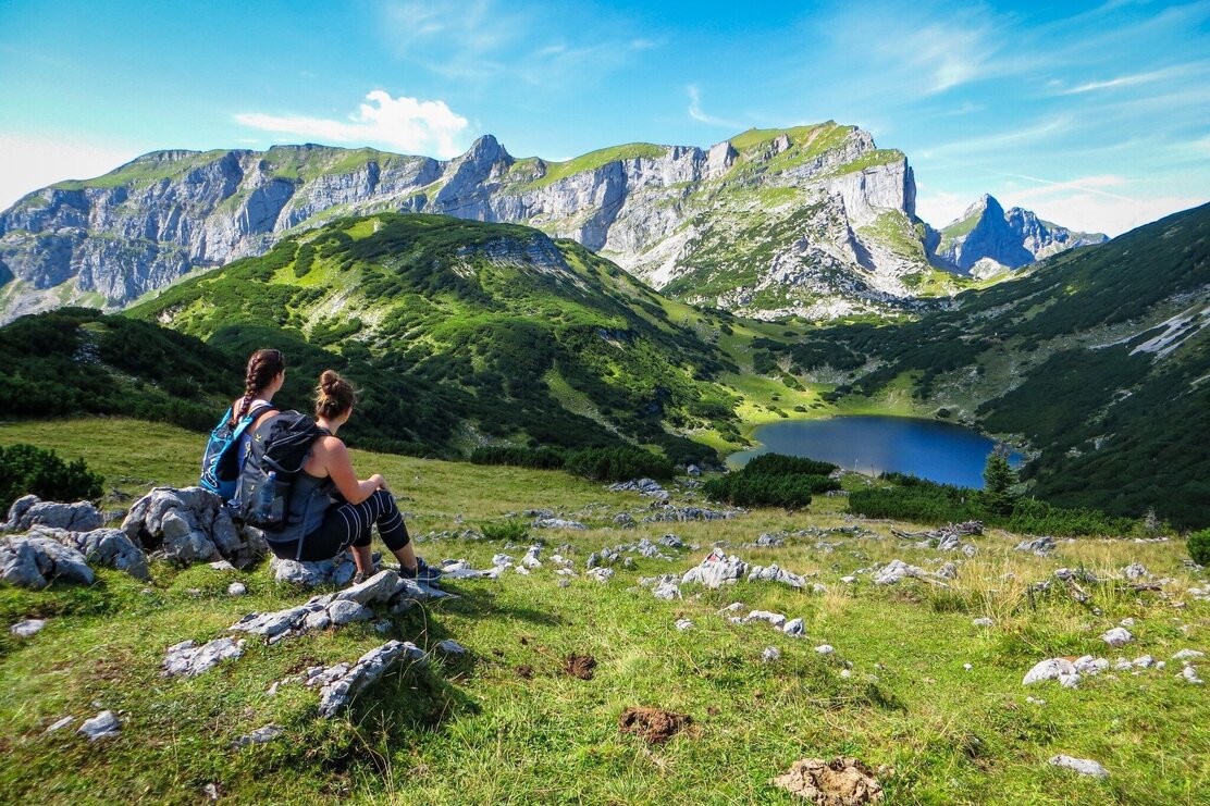 Ausblick auf den Zireiner See und das Rofan Gebirge
